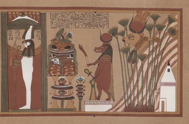 Escena del Papiro de Ani del Antiguo Egipto, un Libro de los Muertos en el Museo Británico